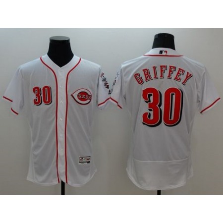 Reds #30 Ken Griffey White Flexbase Authentic Collection Stitched MLB Jersey