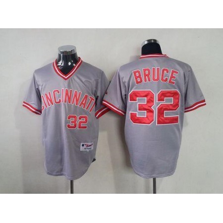 Reds #32 Jay Bruce Grey 1991 Turn Back The Clock Stitched MLB Jersey