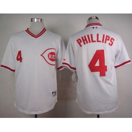 Reds #4 Brandon Phillips White 1990 Turn Back The Clock Stitched MLB Jersey