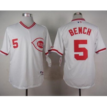 Reds #5 Johnny Bench White 1990 Turn Back The Clock Stitched MLB Jersey