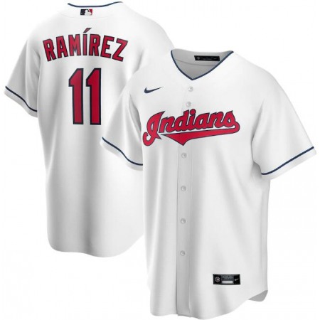 Men's Cleveland indians #11 Jose Ramirez White Cool Base Stitched Jersey