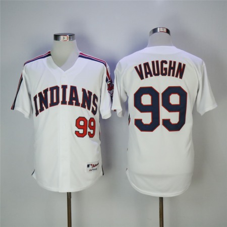 Men's Cleveland indians #99 Ricky Vaughn White Cooperstown Collection Stitched MLB Jersey