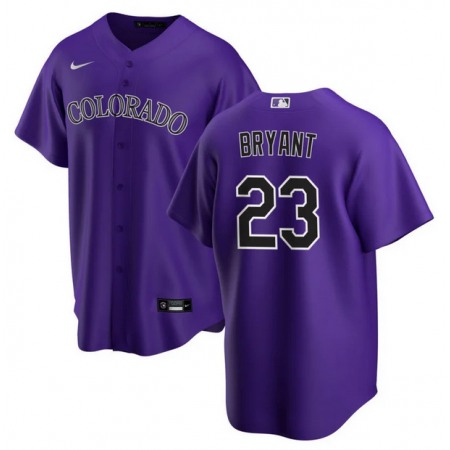 Men's Colorado Rockies #23 Kris Bryant Purple Stitched Baseball Jersey