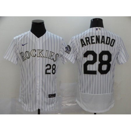 Men's Colorado Rockies #28 Nolan Arenado White Flex Base Stitched MLB Jersey
