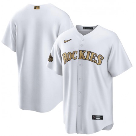 Men's Colorado Rockies Blank 2022 All-Star White Cool Base Stitched Baseball Jersey