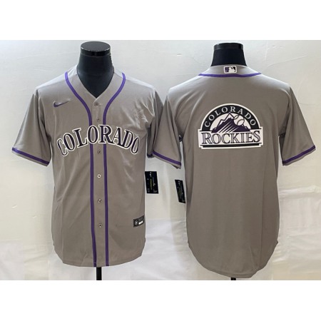 Men's Colorado Rockies Grey Team Big Logo Stitched Baseball Jersey