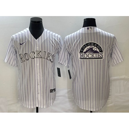 Men's Colorado Rockies White Team Big Logo Stitched Baseball Jersey