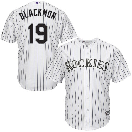 Men's Colorado Rockies #19 Charlie Blackmon White Cool Base Stitched MLB Jersey