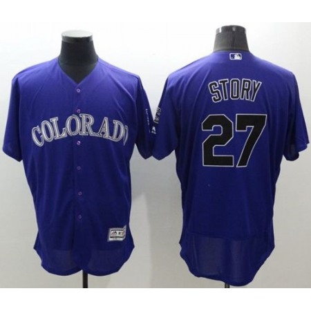 Rockies #27 Trevor Story Purple Flexbase Authentic Collection Stitched MLB Jersey
