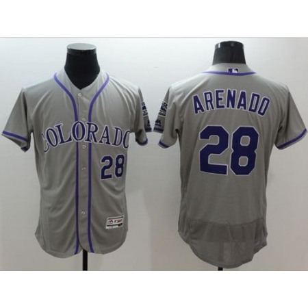 Rockies #28 Nolan Arenado Grey Flexbase Authentic Collection Stitched MLB Jersey