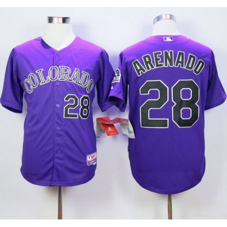 Rockies #28 Nolan Arenado Purple Cool Base Stitched MLB Jersey