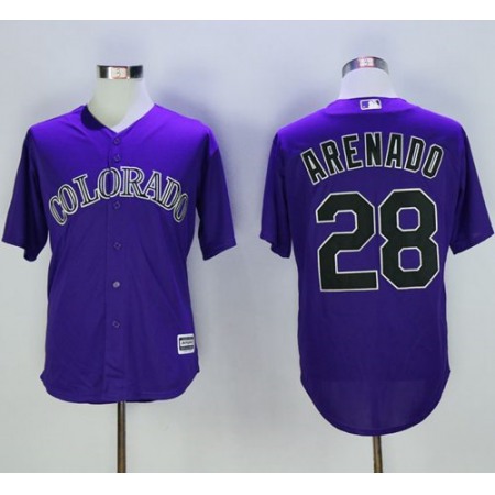 Rockies #28 Nolan Arenado Purple New Cool Base Stitched MLB Jersey