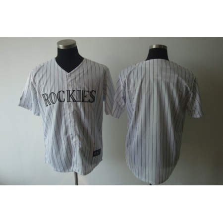 Rockies Blank White Strip Cool Base Stitched MLB Jersey