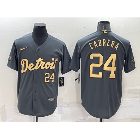 Men's Detroit Tigers #24 Miguel Cabrera 2022 All-star Charcoal Cool Base Stitched Jersey