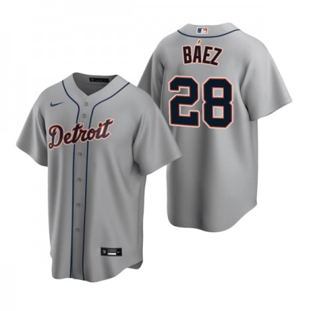 Men's Detroit Tigers #28 Javier Baez Grey Cool Base Stitched Jersey
