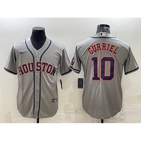 Men's Houston Astros #10 Yuli Gurriel Gray With Patch Cool Base Stitched Jersey