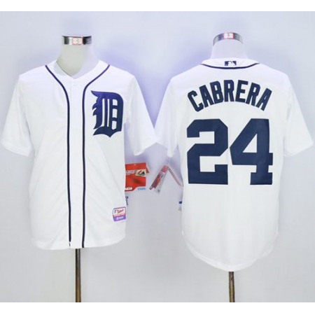 Tigers #24 Miguel Cabrera Stitched White MLB Jersey