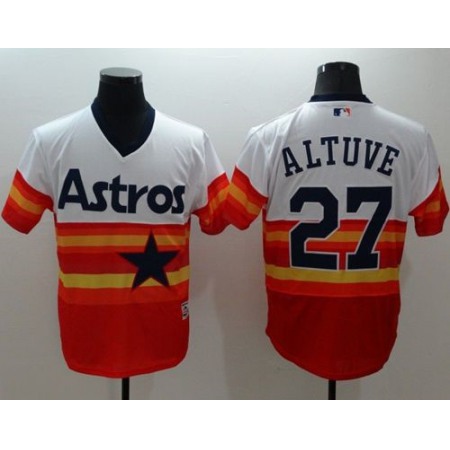 Astros #27 Jose Altuve White/Orange Flexbase Authentic Collection Cooperstown Stitched MLB Jersey