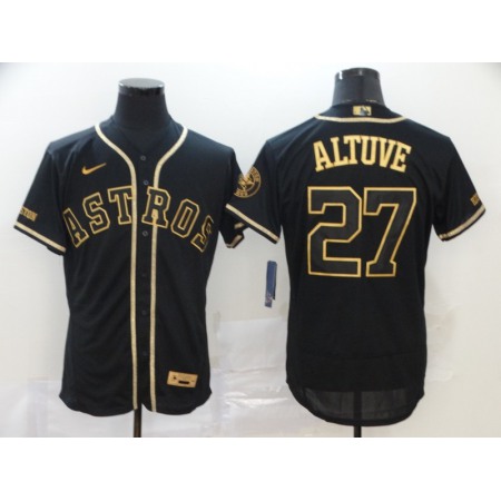 Men's Houston Astros #27 Jose Altuve 2020 Black Golden Flex Base Stitched MLB Jersey