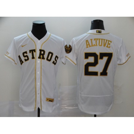 Men's Houston Astros #27 Jose Altuve 2020 White Golden Flex Base Stitched MLB Jersey