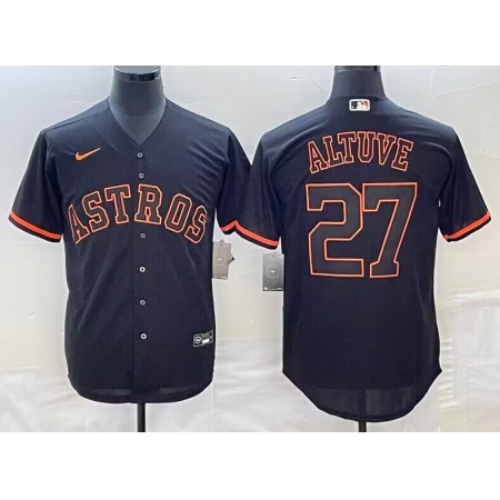 Men's Houston Astros #27 Jose Altuve Black Cool Base Stitched Jersey