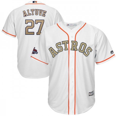 Men's Houston Astros #27 Jose Altuve Majestic White 2018 Gold Program Cool Base Player Stitched MLB Jersey