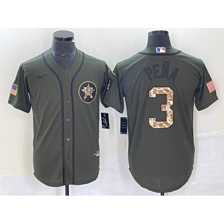 Men's Houston Astros #3 Jeremy Pena Olive Cool Base Stitched Jersey