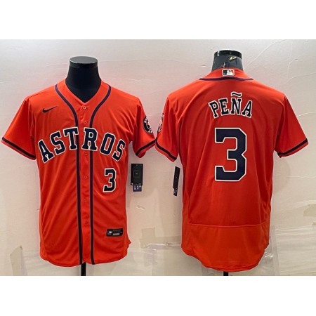 Men's Houston Astros #3 Jeremy Pena Orange Flex Base Stitched Baseball Jersey