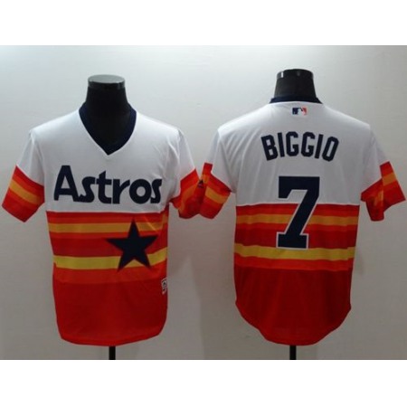 Astros #7 Craig Biggio White/Orange Flexbase Authentic Collection Cooperstown Stitched MLB Jersey