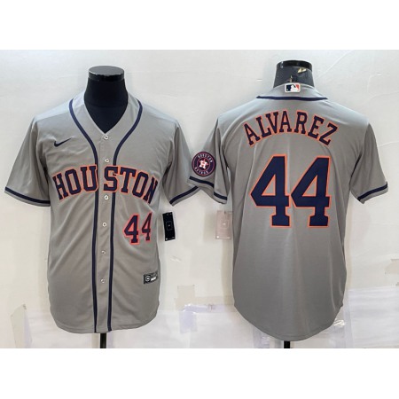 Men's Houston Astros #44 Yordan Alvarez Grey With Patch Cool Base Stitched Jersey