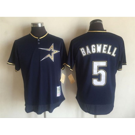 Men's Houston Astros #5 Jeff Bagwell Mitchell And Ness Navy Blue 1997 Throwback Stitched MLB Jersey