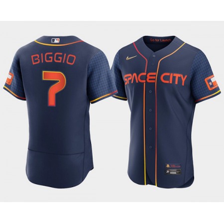 Men's Houston Astros #7 Craig Biggio 2022 Navy City Connect Flex Base Stitched Baseball Jersey