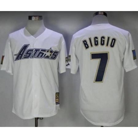 Men's Houston Astros #7 Craig Biggio White Cool Base Stitched Baseball Jersey