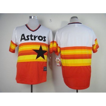 Mitchell And Ness Astros Blank White/Orange Stitched Throwback MLB Jersey