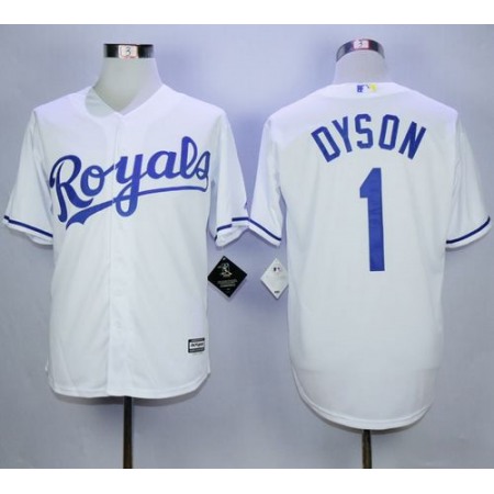 Royals #1 Jarrod Dyson White New Cool Base Stitched MLB Jersey