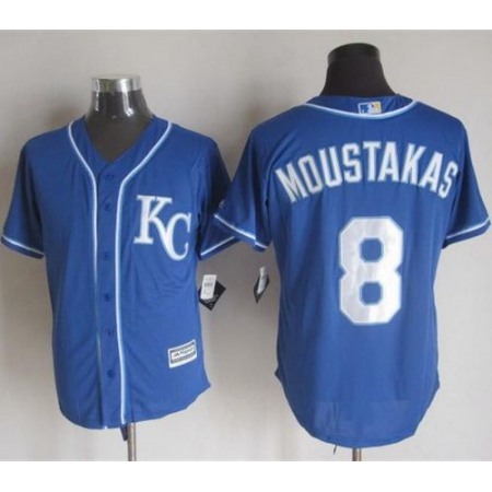 Royals #8 Mike Moustakas Blue Alternate 2 New Cool Base Stitched MLB Jersey