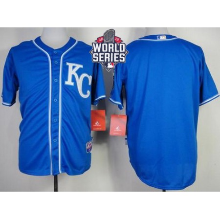 Royals Blank Blue Alternate 2 Cool Base W/2015 World Series Patch Stitched MLB Jersey