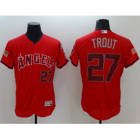 Angels of Anaheim #27 Mike Trout Red Fashion Stars & Stripes Flexbase Authentic Stitched MLB Jersey