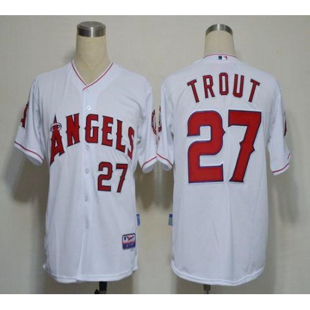 Angels of Anaheim #27 Mike Trout White Cool Base Stitched MLB Jersey