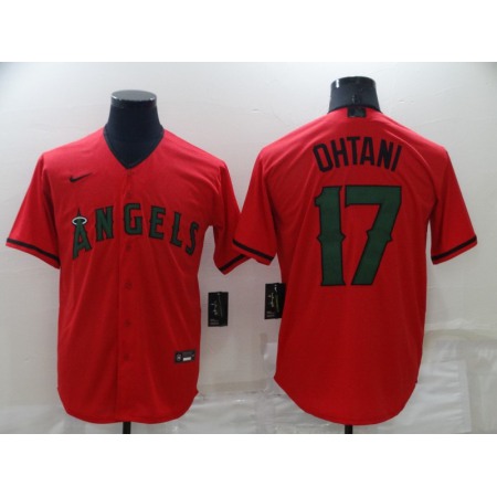 Men's Los Angeles Angels #17 Shohei Ohtani Red Memorial Day Cool Base Stitched Jersey