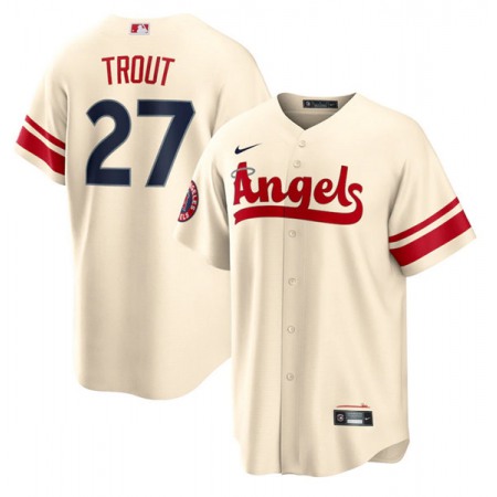 Men's Los Angeles Angels #27 Mike Trout 2022 Cream City Connect Cool Base Stitched Jersey