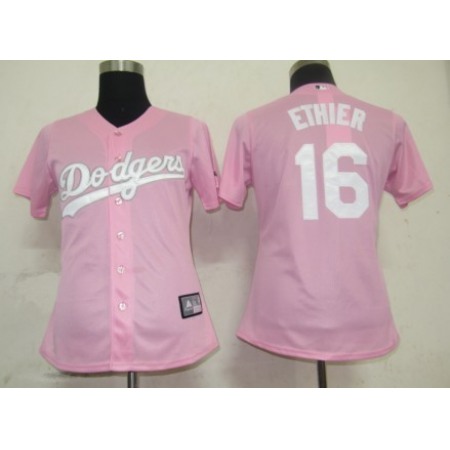 Dodgers #16 Andre Ethier Pink Lady Fashion Stitched MLB Jersey