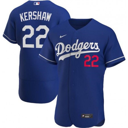 Men's Los Angeles Dodgers #22 Clayton Kershaw Blue Flex Base Stitched Jersey