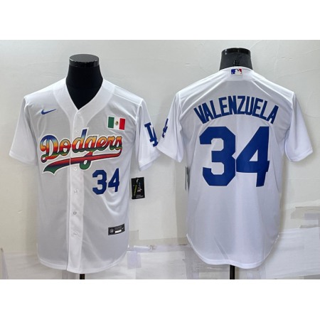 Men's Los Angeles Dodgers #34 Toro Valenzuela White Cool Base Stitched Baseball Jersey