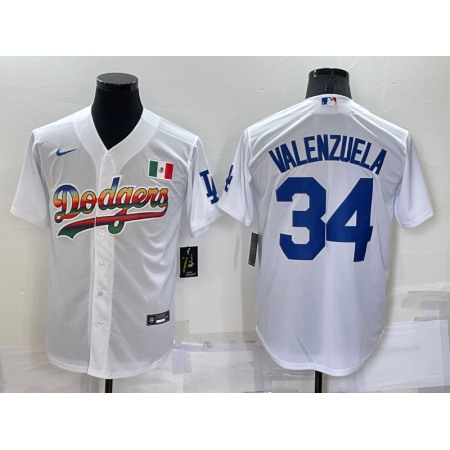 Men's Los Angeles Dodgers #34 Toro Valenzuela White Cool Base Stitched Baseball Jersey