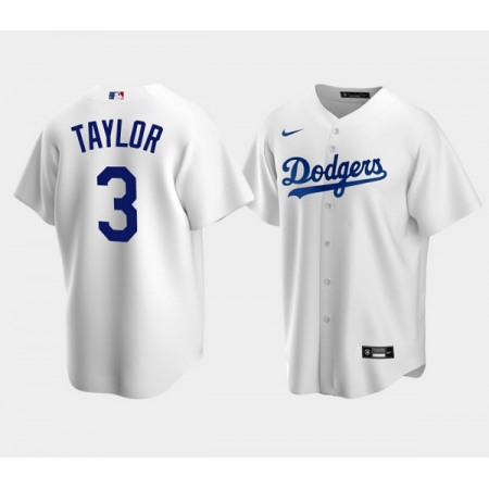 Men's Los Angeles Dodgers #3 Chris Taylor White Cool Base Stitched Baseball Jersey