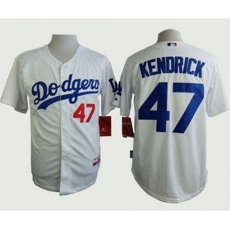 Dodgers #47 Howie Kendrick White Cool Base Stitched MLB Jersey