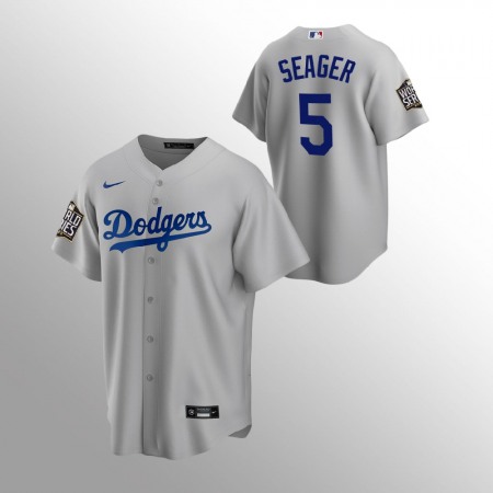 Men's Los Angeles Dodgers #5 Corey Seager Grey 2020 World Series Bound stitched Jersey