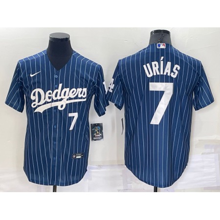 Men's Los Angeles Dodgers #7 Julio Urias Navy Cool Base Stitched Baseball Jersey