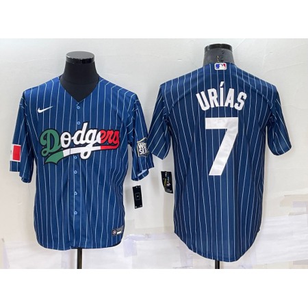 Men's Los Angeles Dodgers #7 Julio Urias Navy Mexico World Series Cool Base Stitched Baseball Jersey